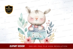 Cute bunny with floral surroundings clipart png Product Image 1