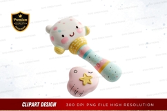 Cute baby rattle with bear design clipart png Product Image 1