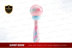 Pink and blue heart-shaped rattle clipart png Product Image 1