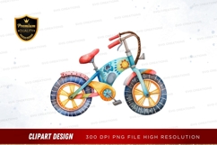 Colorful children's bike clipart png Product Image 1