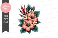 Tropical hibiscus flowers clipart png Product Image 1