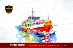 Colorful boat on water clipart png Product Image 1