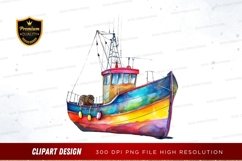 Colorful fishing boat clipart png Product Image 1