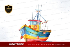 Colorful fishing boat clipart png Product Image 1