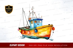 Colorful fishing boat clipart png Product Image 1