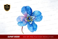 Blue watercolor flower clipart png Product Image 1
