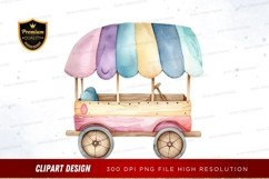 Colorful ice cream cart clipart png Product Image 1