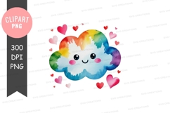 Rainbow cloud with hearts clipart png Product Image 1