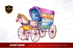 Colorful horse-drawn carriage clipart png Product Image 1