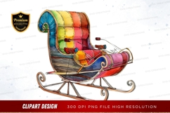 Colorful christmas sleigh clipart png Product Image 1