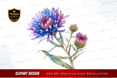 Blue and purple flower clipart png Product Image 1