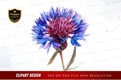 Vibrant blue and pink flower clipart png Product Image 1
