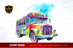 Colorful vintage bus clipart png Product Image 1