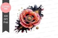Vibrant poppy flower with abstract splash Product Image 1