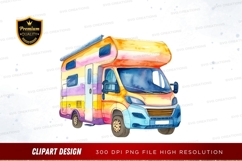 Colorful camper van clipart png Product Image 1