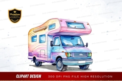 Colorful camper van clipart png Product Image 1