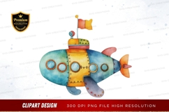 Whimsical submarine clipart png Product Image 1