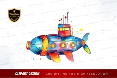 Colorful submarine clipart png Product Image 1