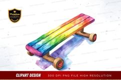 Rainbow skateboard clipart png Product Image 1
