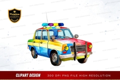 Colorful police car clipart png Product Image 1