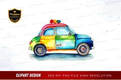 Colorful vintage police car clipart png Product Image 1