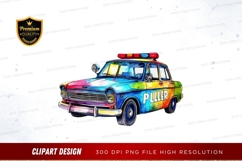 Colorful police car clipart png Product Image 1