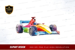 Colorful race car clipart png Product Image 1