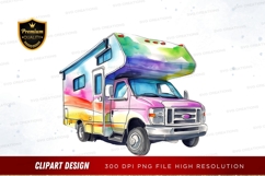 Colorful camper van clipart png Product Image 1