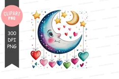 Whimsical moon with hearts and stars Product Image 1