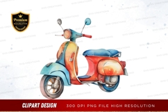 Colorful vintage scooter clipart png Product Image 1