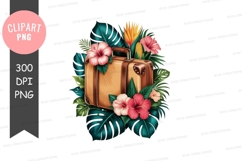 Tropical travel suitcase clipart png Product Image 1