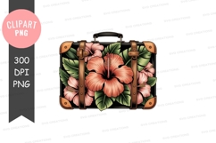 Tropical flower suitcase clipart png Product Image 1