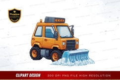 Orange snow plow truck clipart png Product Image 1
