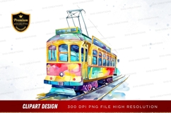 Colorful vintage tram clipart png Product Image 1