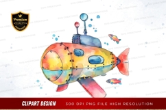 Colorful submarine clipart png Product Image 1