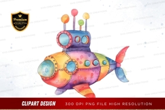 Colorful steampunk fish clipart png Product Image 1