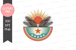 Sunrise with palm fronds and stars png Product Image 1