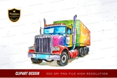 Colorful semi-truck clipart png Product Image 1