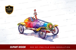 Colorful vintage car clipart png Product Image 1