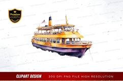 Vintage ferry boat clipart png Product Image 1