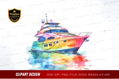Colorful yacht on water Product Image 1