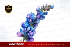 Blue and purple delphinium flowers clipart png Product Image 1