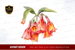 Vibrant red bell-shaped flowers with green leaves Product Image 1