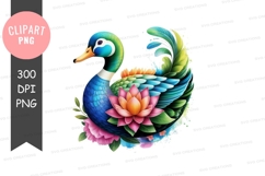 Colorful swan with lotus flowerpng Product Image 1