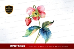 Watercolor illustration of strawberry and flower Product Image 1