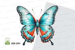 Blue and red butterfly clipart png Product Image 1