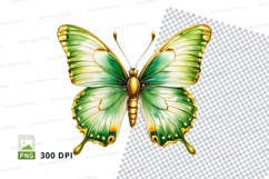 Green and gold butterfly clipart png Product Image 1