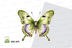 Green and purple butterfly clipart png Product Image 1