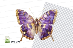 Elegant purple and gold butterfly clipart png Product Image 1