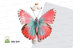 Colorful butterfly with seashells clipart png Product Image 1